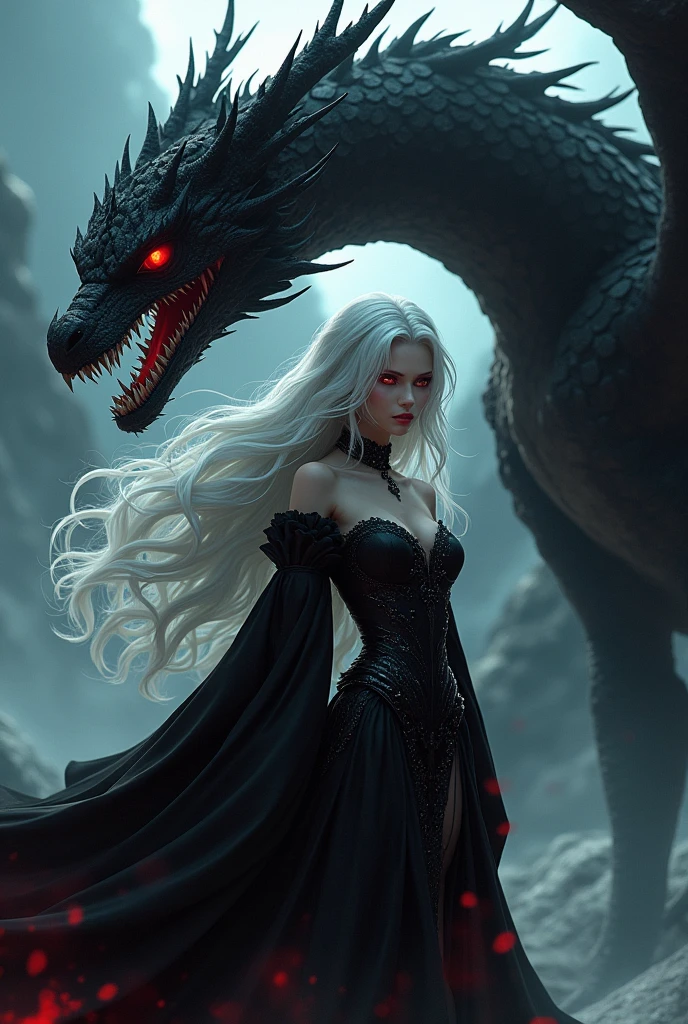 woman 30 years old, winterfel ,game of thrones clothes, dark castle, a woman (baela targaryen), black woman, black skin (black skin) medium hair, curly hair (white hair), (gray eyes) . Indifferent look , merciless. sitting in the dragons, (dragon) , flying, dinamic poses, egoist smile, upper body, angry face,