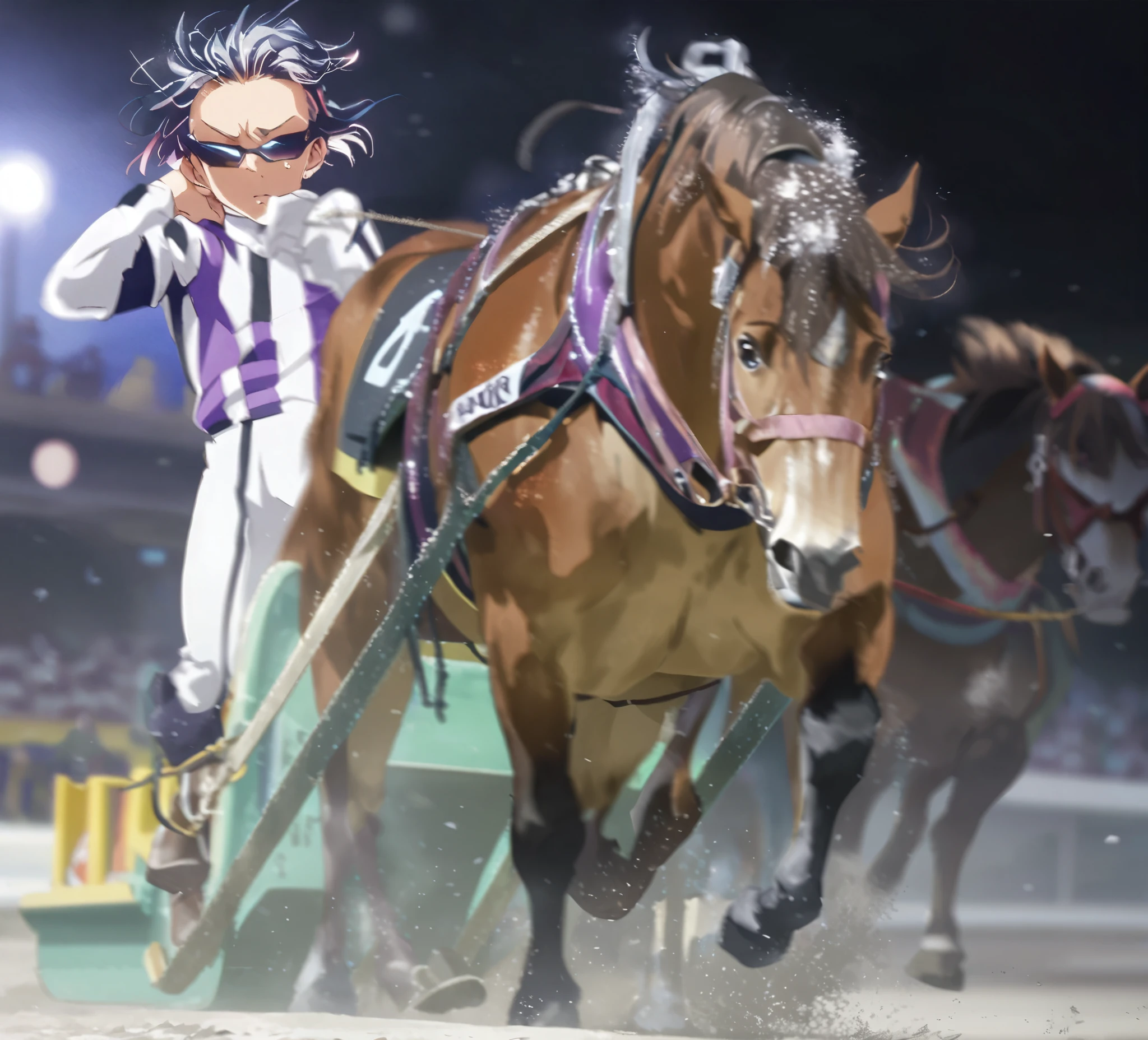 Jockey,  Anime Illustration , horse, Sled