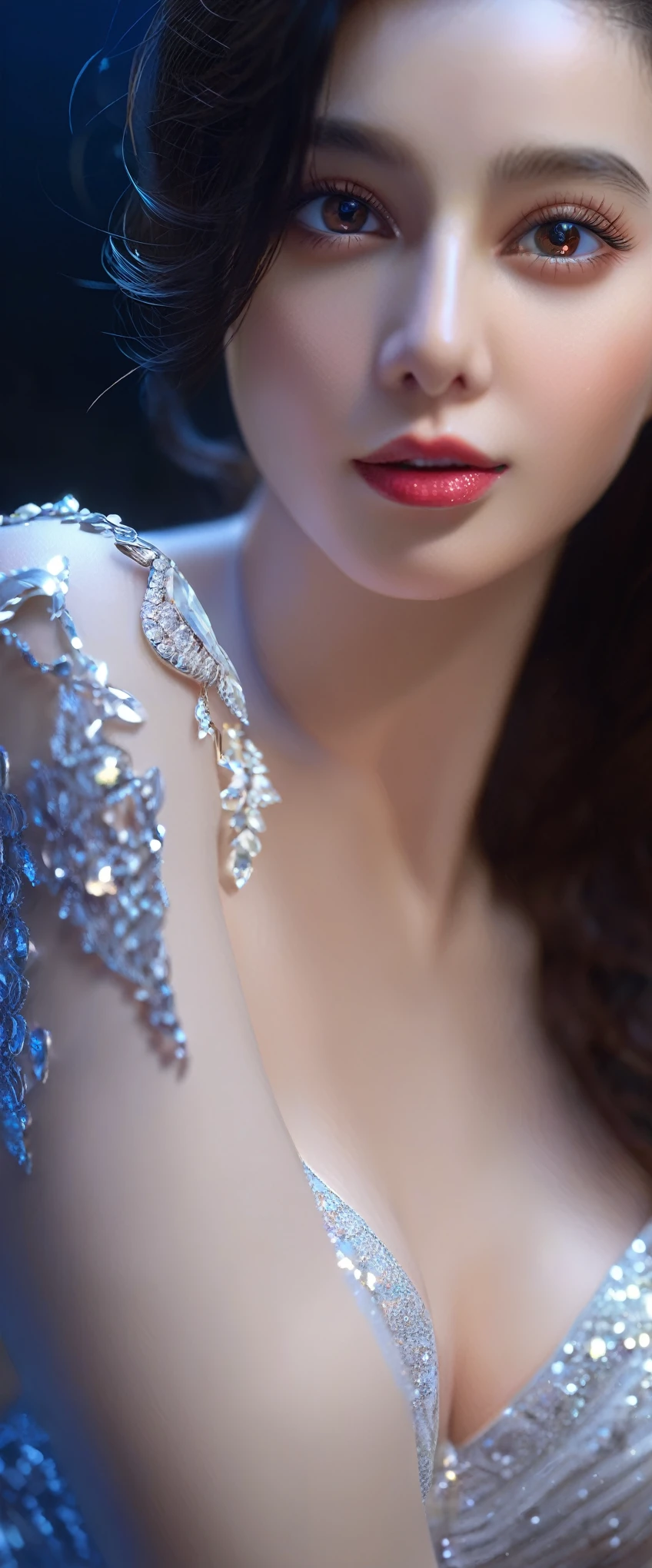 breathtaking 1girl,completely nude,extreme detail description,sharp focus,close-up view,looking at viewer,Highly detailed,(masterpiece:1.4, best quality),(intricate details),unity 8k wallpaper,ultra detailed,beautiful and aesthetic,(photorealistic:1.4),perfect lighting,nsfw,large breasts,fbb,red lips,EYE, fbb . award-winning, professional, highly detailed