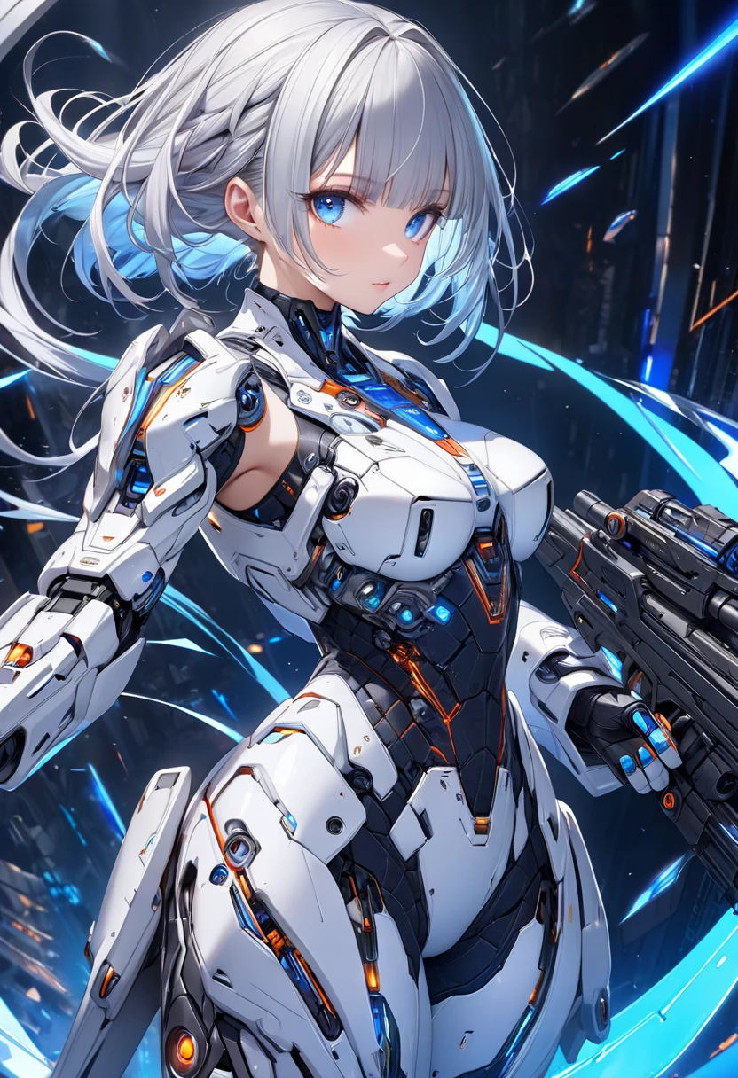 Expressionless、Blue shining mechanical eyes