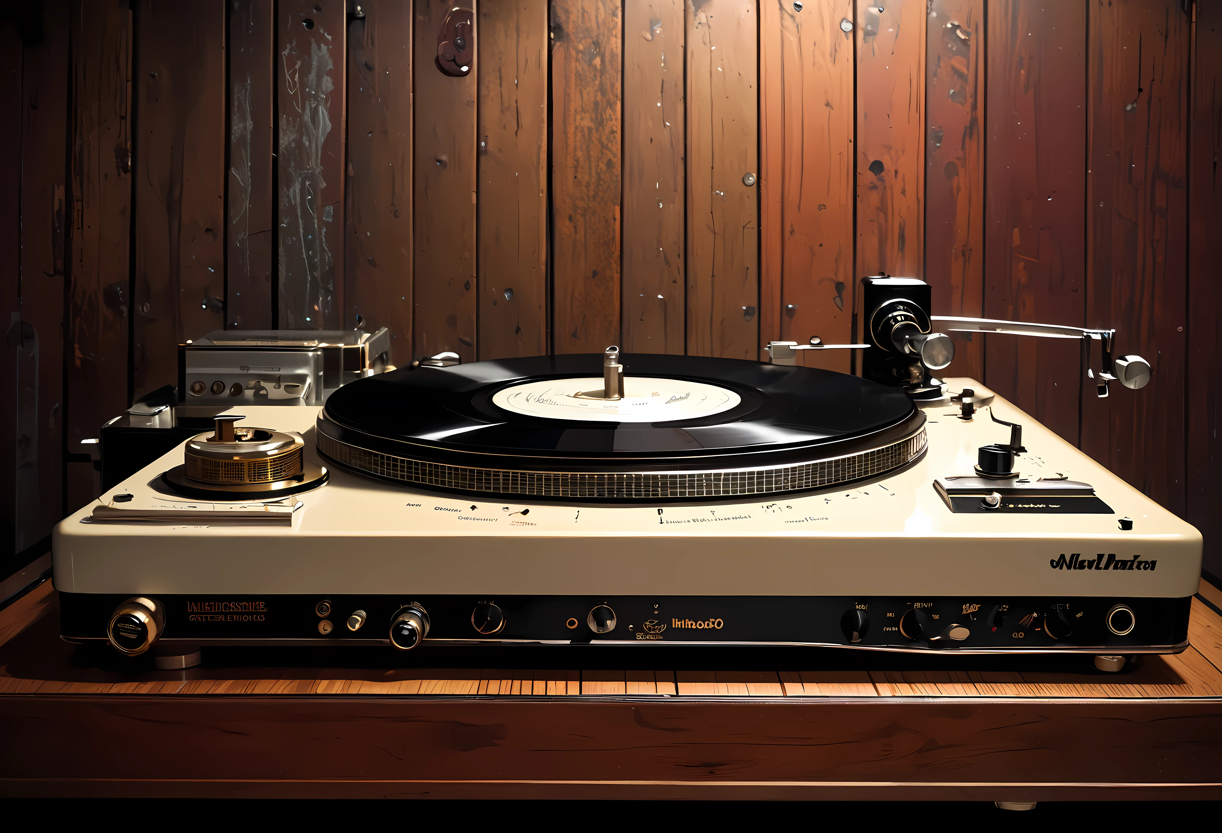 (Nikon F3, Nikkor 28mm  , ISO 50, F:3.2,  shutter speed :1/1 0), velvia 50  ,  accurate focus ,  secure hold, Charming Blurring ,  RAW Photos,  BRAKE Focus on Record Player Needles , "Mcintosh" nameplate ,  mahogany material ,  old vintage ,  deep gloss ,  used texture ,  sharp ends ,  Dramatic Atmosphere , Rotating black board surface , Cinema shooting,  tasteful record groove ,  deep tone ,  comfortable jazz music ,  BREAK placed next to that record player,  on the table , ( One transparent rock glass , AMBER WHISKEY ), BREAK RAW Photos that provide peace, A simple ashtray placed next to an old classic ,  vintage feel of a cigarette that has been smoked, Craftsmanship ,  accurate and detailed , masterpiece,  best quality,  highest resolution,  High Quality,  Makes You Imagine Antique Sounds...