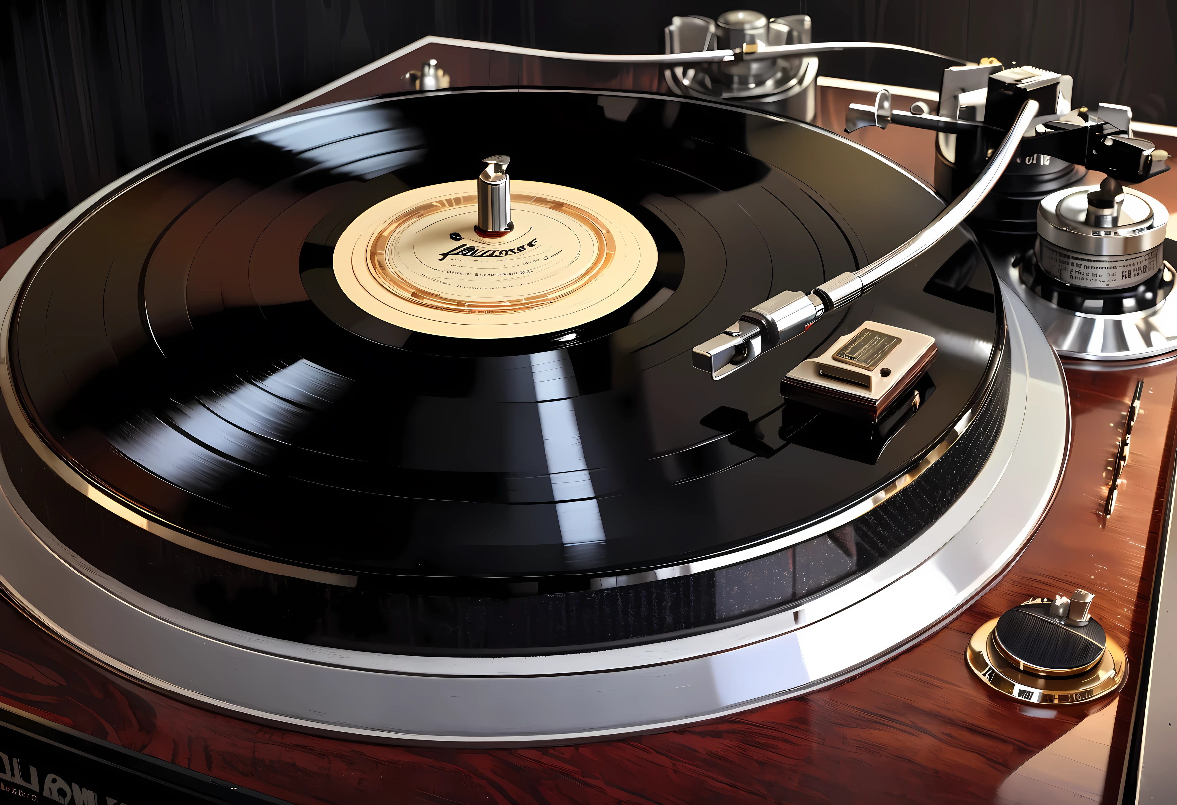 (Nikon F3, Nikkor 28mm  , ISO 50, F:3.2,  shutter speed :1/1 0), velvia 50  ,  accurate focus ,  secure hold, Charming Blurring ,  RAW Photos,  BRAKE Focus on Record Player Needles , "Mcintosh" nameplate ,  mahogany material ,  old vintage ,  deep gloss ,  used texture ,  sharp ends ,  Dramatic Atmosphere , Rotating black board surface , Cinema shooting,  tasteful record groove ,  deep tone ,  comfortable jazz music ,  BREAK placed next to that record player,  on the table , ( One transparent rock glass , AMBER WHISKEY ), BREAK RAW Photos that provide peace, A simple ashtray placed next to an old classic ,  vintage feel of a cigarette that has been smoked, Craftsmanship ,  accurate and detailed , masterpiece,  best quality,  highest resolution,  High Quality,  Makes You Imagine Antique Sounds...