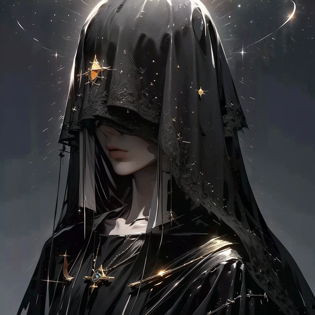 (masterpiece, quality: 1.2), long dress with a veil covering half of the face, mysterious themes, fantasy, detail habits, impressionist paintings, fortune tellers, tarot cards, crystals on the table and mysterious , magic , shine , dark magic writing , slusky , cinematic , shine / sparkle /, 8k , deliver face , detailed face , (masterpiece, highest quality, high definition, 8k)) , ((astronomy) Master: 1.5), constellations, constellations, (masterpiece, best quality:1.2), a mystery men wear a long coat that has veil hood covering half of his face, mystery theme, fantasy, detail custom 、Impressionist Paintings ,Fortune Teller ,  tarot cards and crystals on the table,   browse viewers, Mysterious,  magic , Shine, Shineing, dark  magic  lighting, Sulky,  Movie-like , Shine, Sparkling,  Darkness、8k、delicate face、 detailed face 、((masterpiece,  best quality,  High Quality,  high definition , 8k)), ((Astrology師:1.5)), Names of     constellation and zodiac signs,     constellation, astrology, unknown     constellation, geometry and astrology,     constellation,     constellation 、Very accurate and detailed, 、 provides information , Accurate depiction,  number secret , Very accurate,    with   constellation , Pisces,  Full body shot of an astrologist wearing a magic crest ,     constellation,  lace robe and a veil to hide his face,  magic 、geometry、 beautiful eyes、universe、fortune teller、Tarot、 high definition , masterpiece,  anatomically correct,  best quality,  textured skin, Long Hair, bangs,  black hair, Mysterious、Aesthetic, unknown constellations, geometry and astrology, constellations, aphrodite, horoscope, Provides detailed information about constellations. accurate description, numerical secrets, very accurate, space, Pisces, Veil to hide the face, constellations, full-body shots of astrologers wearing lace robes and veils, magic, Geometry, beautiful eyes 、 space divination 、 tarot 、 High resolution, masterpiece, anatomically