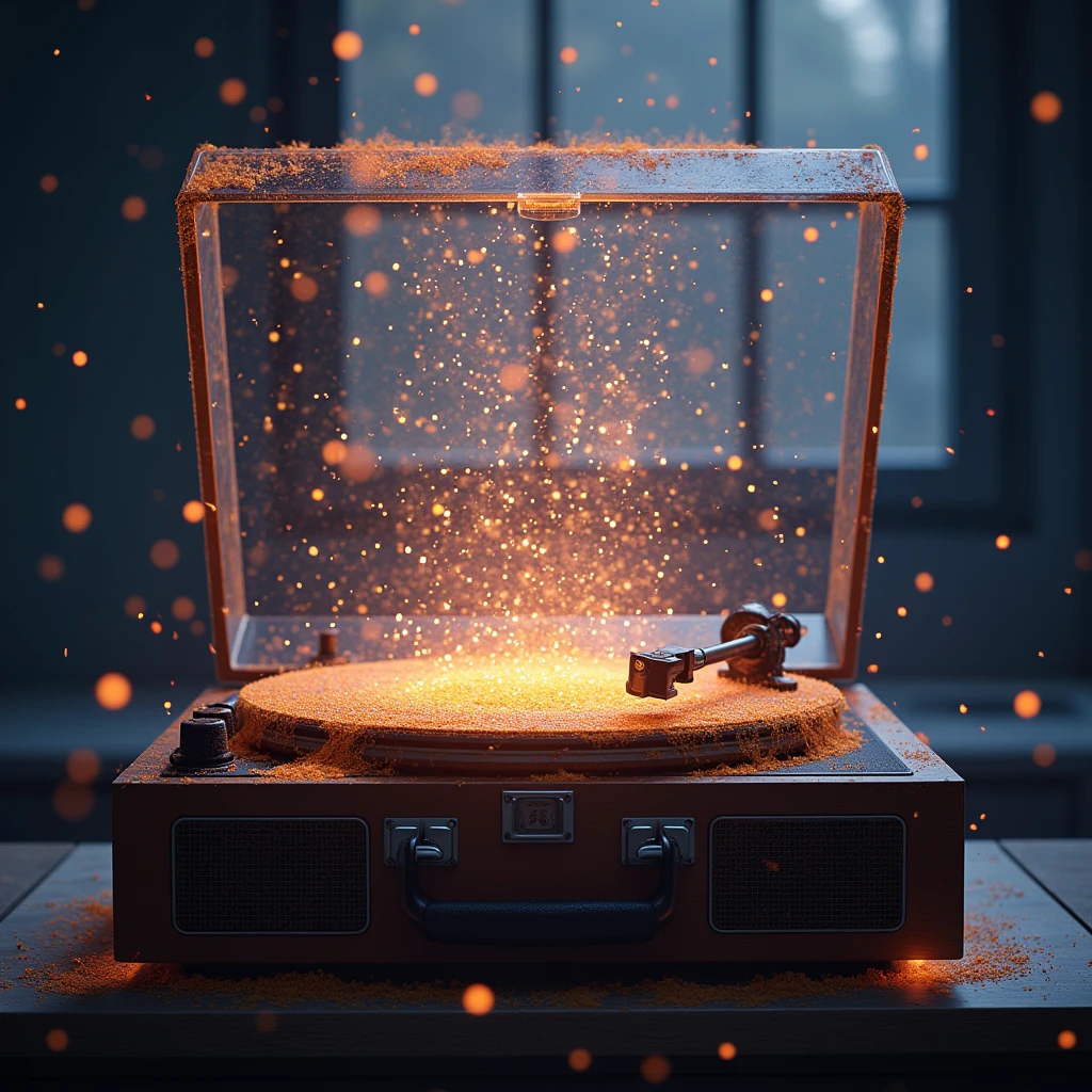 Vintage Record Player, with the powerful and expressive moving shadows, mesmerizing, theatrical scene unfolds in light and dark.

full body, Professional, perfect composition, ultra-detailed, intricate details, best quality, masterpiece