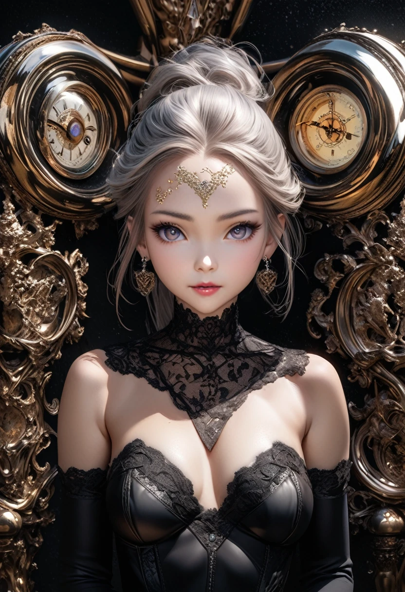 tmasterpiece, hiquality, low agle, Enigmatic, Martian Knightly Fashion, real breasts, big bright blue eyes, gorgeous body, very very long white hair, poster, Transcendental Charm, enchanted, Knightcore Fashion, Secret atmosphere of the best quality, hiquality, absurdress, Masterpiece, Beautiful, intricate details, 1/2 Body trimming, (intricate details:1.12), HDR, (intricate details, hyper-detailing:1.15), (natural skin textures, hyper realisitc, soft light, Sharp:1.2) sultry look, seductive