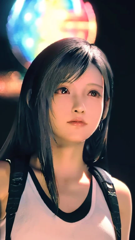 (（（shape，御姐shape,  white and soft skin ,（（（belt,  clavicle,  Crop Top , elbow Gloves, Elbow pads, Gloves, low-tied Long Hair, abdomen, belly button,   skirt, stomach,  suspenders,  tank top , ）））,(（（ Tifa Lockhart ，red eyes， black hair，Long Hair））),((masterpiece)), high definition ,((Best quality at best)),masterpiece,quality,Best quality,(（（  delicate facial features, watching the audience, I have light in my eyes,  happy ，support））），Big Breasts， black background）））