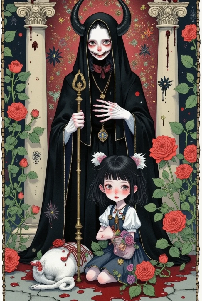 Alafd Images ， A Girl in a Black Robe 、 man holding red roses , the  grim Reaper,  grim Reaper, 美丽的男 grim Reaper, fork，Blood，Blood Pool， reaper  as a scary, portrait of  grim Reaper, Gothic elements，守望先锋中的 reaper ,  Signs of Death , punk  grim Reaper, reminded me of the  grim Reaper,  reaper ,  grim Reaper