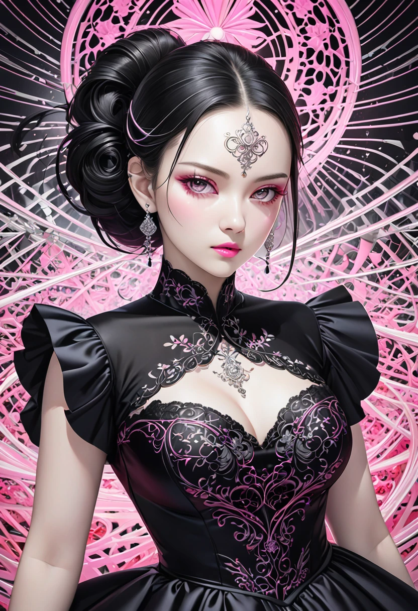 a woman with a crown on her head and a pink background and a message that reads : 'VAPOR-GRAPHIC',   vaporwave, vapor_graphic