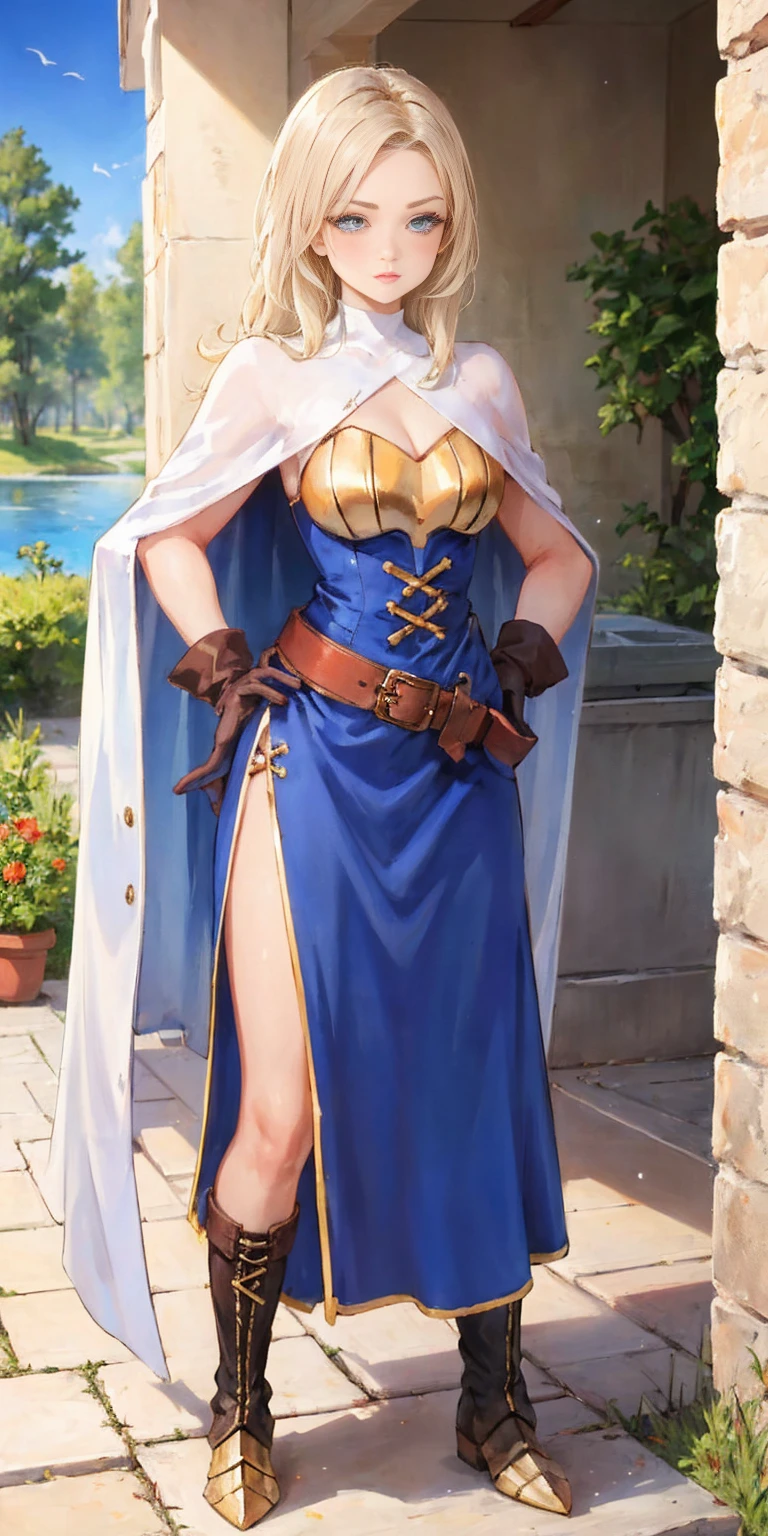 full body of a woman in a dress with a veil, feet together, standing feet together, militar boots, beautiful fantasy maiden slave warrior
