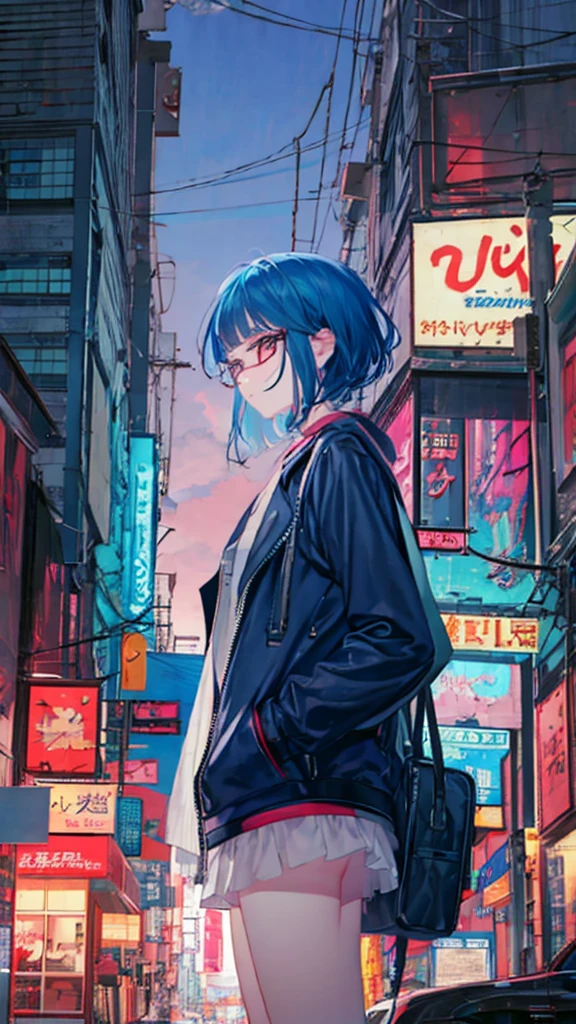 An anime girl with blue hair and glasses is smoking a cigarette, artwork in the style of Gwaiz, Anime atmosphere, Liam Wong, inspired Liam Wong,   anime style artwork  , Artgerm and Atey Ghailan ,  anime style digital art,  lo-fi art style, Anime Style 4k, Gwaiz, Inspired by Yumei ,  modern anime style 