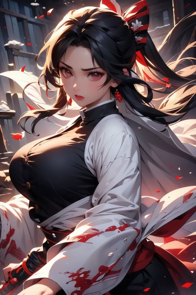 Arabian woman with long black hair and red and white tattoos, Anime Girl Cosplay, yoko matsugane as Mai Shiranui, Ultra realistic anime, 3D Anime Real, onmyoji, Captivating portrait of Tifa Lockhart, Trending on cgstation, mai shiranui, Realistic cosplay, Anime Cosplay, Photorealistic Animation girl render, Photorealistic Animation