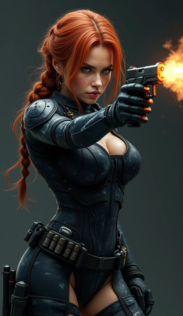 woman with a gun and a gun, beautiful comic art, frank franzetta, black widow, artgerm craig mullins, style of raymond swanland, beautiful rogue lady, frank frzetta, inspired by José Comas Quesada, artgerm greg rutkowski _ greg, by Yoshihiko Wada, chris moore. artgerm