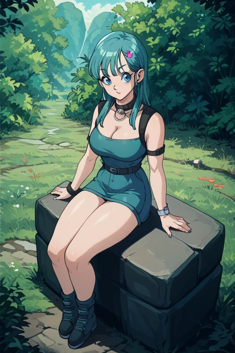 Bulma slipped on a stone,Big Breasts,full body