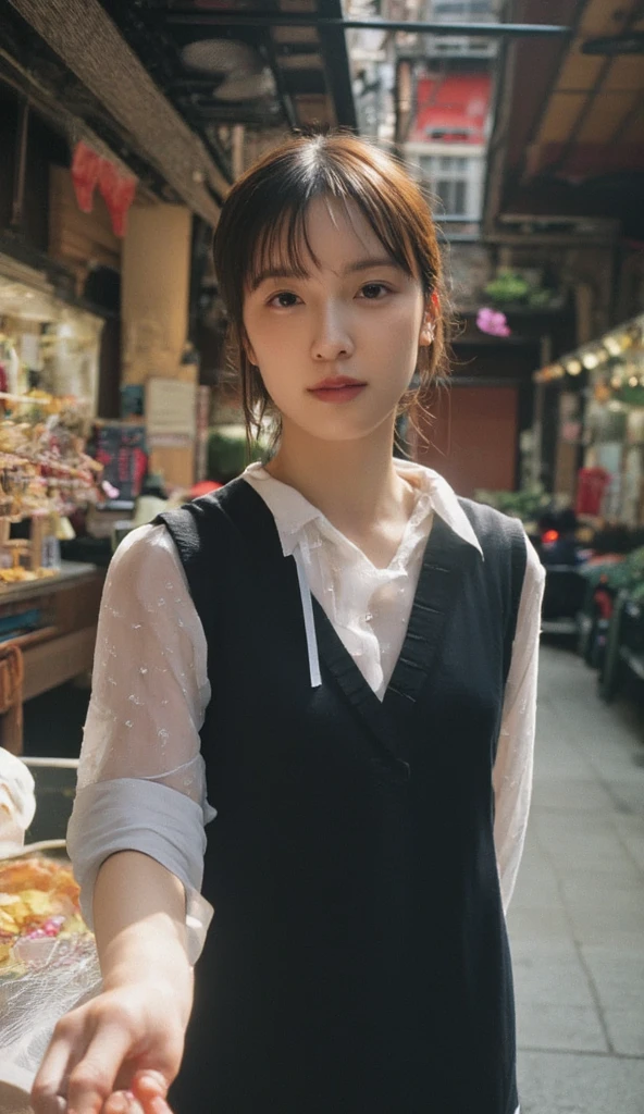 masutepiece, Best Quality, Photorealsitic, finely detail, hight resolution,beautiful japanese woman,beautiful detailed eyes, beautiful detailed lips, extremely detailed face, small head, small areola, cinematic lighting, photorealistic, 8k, high quality, hyper detailed, (looking at viewer:1.3),smile,(dress shirt),(pencil skirt),(short hair:1.2),(random location),(medium breasts:1.2),(inoueseika),slender,beautifull legs,(cleavage:1.3),(sexy posing),mini skirt, (bokeh:1.3) (black pantyhose:1.2),(office lady:1.4),(all fours:1.3)