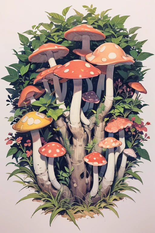 a black and white drawing of mushroom and plants,  detailed 4K drawing , mushroom and plants, mushroom everywhere, Intricate Detailed Digital Art ,  mushroom forest , Detailed drawing, Complex detailed drawings, highly Detailed drawing,  Simplicity of Design ,   highly detailed ink illustrations , High definition illustration, , amazingly detailed art ,  amazingly elaborate art , mushroom, 4K. Detailed drawing