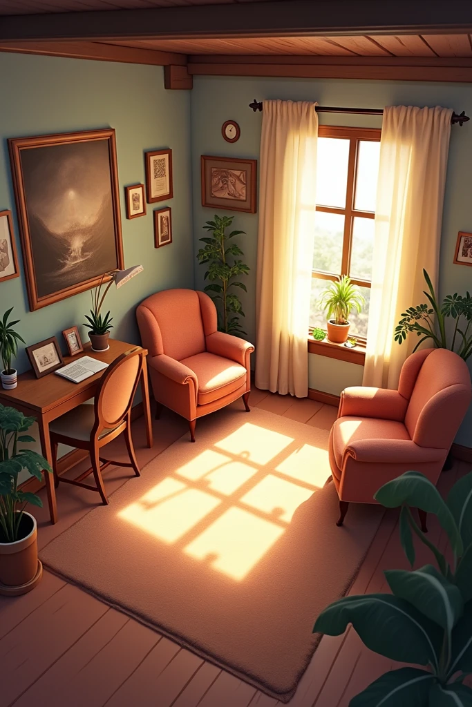 winter, cozy room, guitar against the wall
