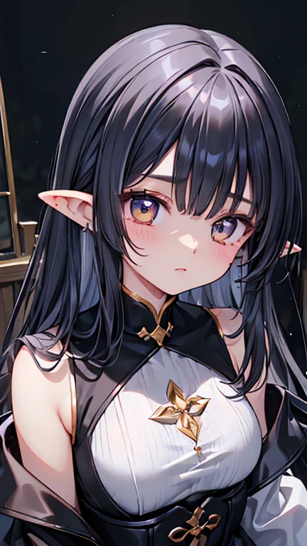 Masterpiece, Best Quality, high resolution, (loli), girl, goblin, small busts, female goblin clothing, has a spear, shy face, he is afraid, is in the forest, she has golden eyes