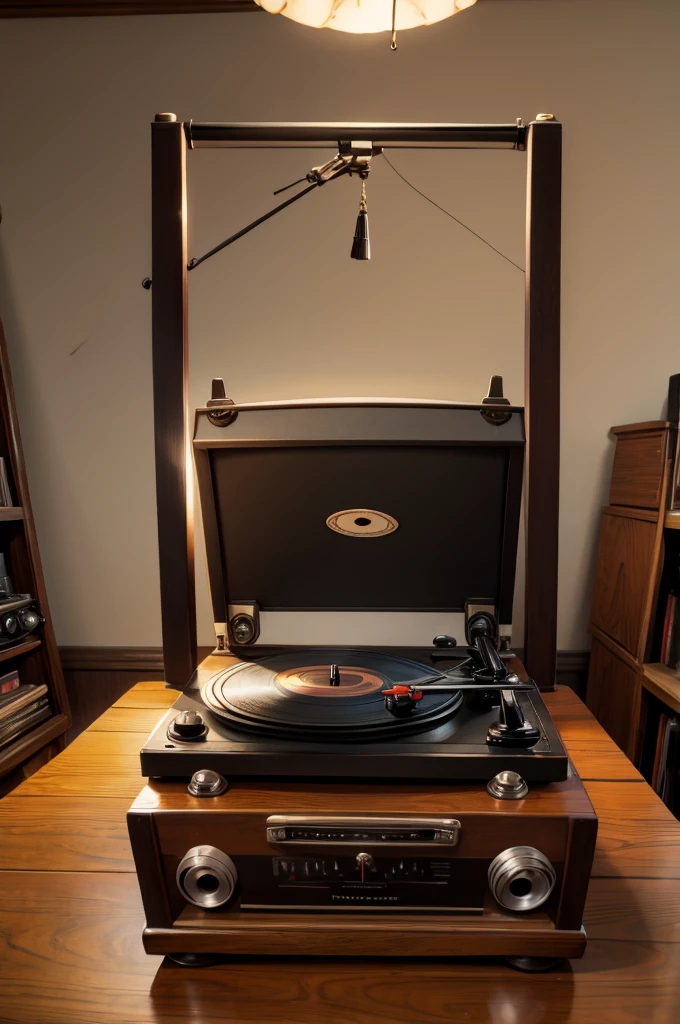  vintage record player swinging up the bat