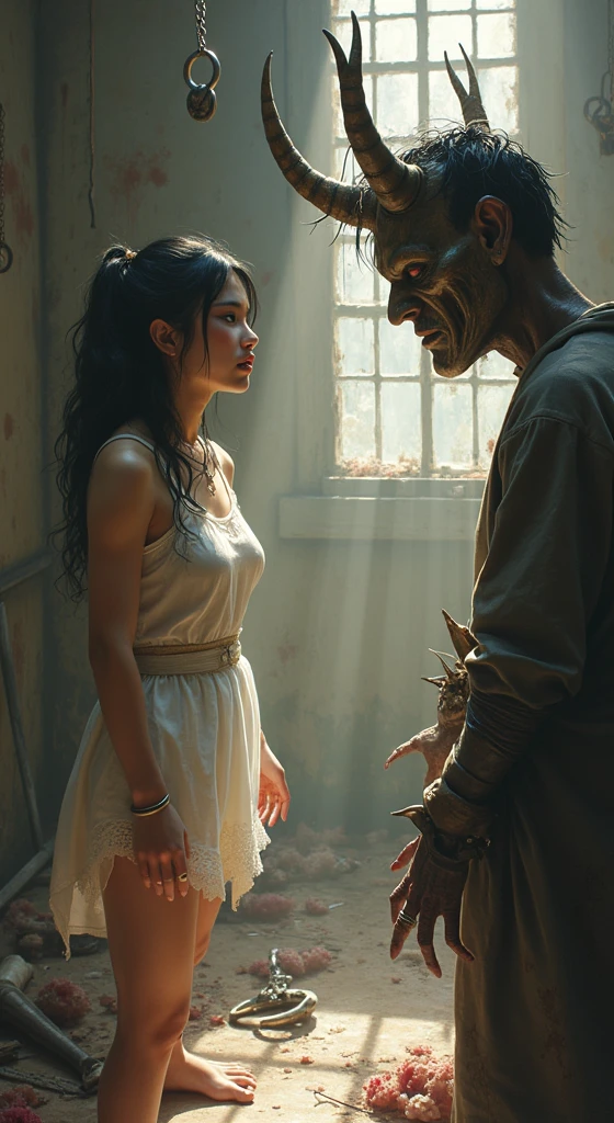 Zombie and beautiful girl