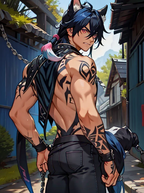 《the original god》Arataki Kazuto , male people，，((Masterpiece)), ((Best quality)), Ultra detailed,((illustration)), Dynamic Angle, Detailed light, (Delicate eyes), Floating, 1boy, Male focus, Head, Clothing, Yellow eyes, necklace, tattoo, (Forehead:0.8), (ahoge:0.8), jewelry, apathy，Ray， chest muscle， Sexy , Venom symbiote for your body, Black mucus of the body , （into venom）, Venom，frontage，style of anime4 K， 4K anime wallpaper， Badass anime 8 K， 4 k comic wallpaper， young anime man， Anime boys， Anime wallpapers 4 k， Anime wallpaper 4K， High quality anime art style， Anime moe art style， Anime art wallpaper 8 K， Anime art wallpaper 4 K， RGB lighting