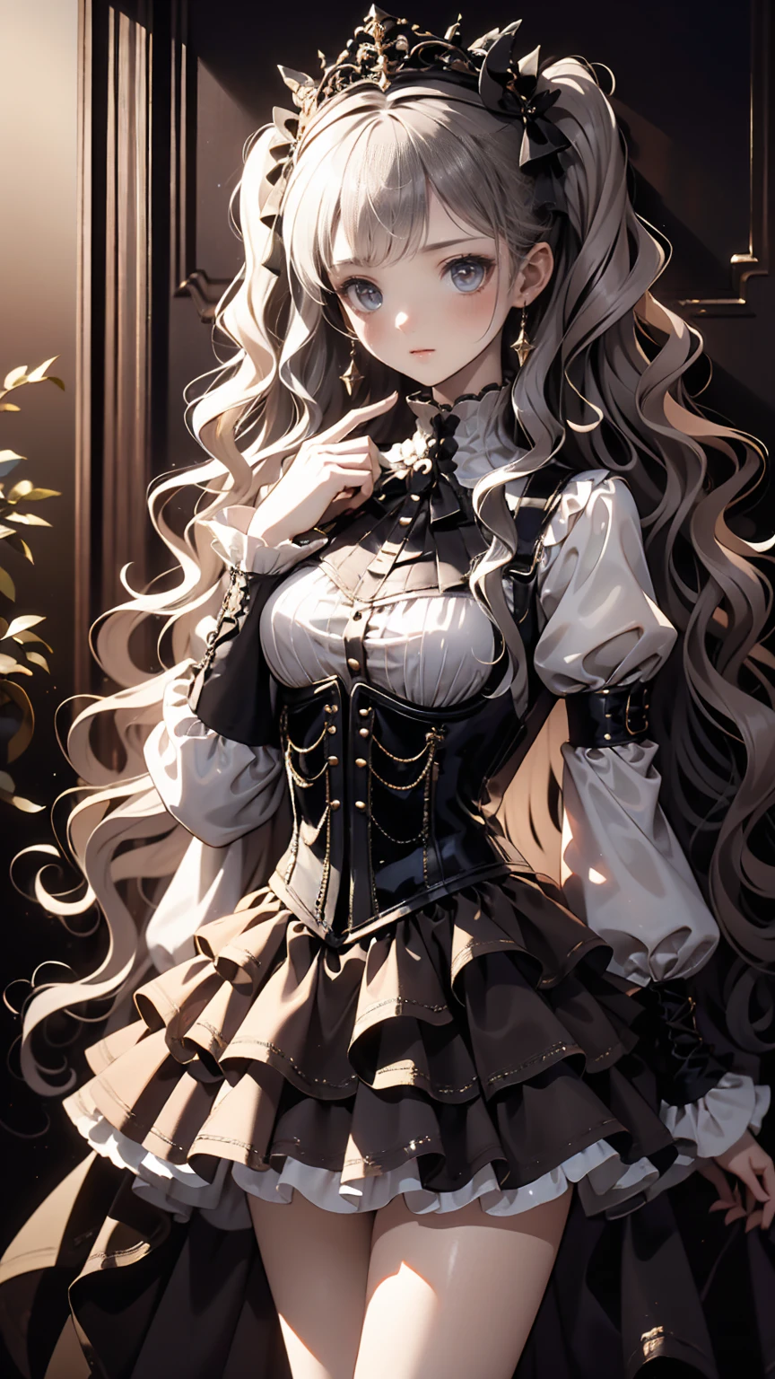 (((gothic))),  young woman standing in elaborate decorations  、 A fascinating scene , she was adorned with hair accessories、she is medium length,  wavy golden hair..。.。Super mini skirt with frills, sheの表情は自然だ,  Calm Expression . she wore a frilly-sleeved miniskirt and a tight corset....、she&#39;  stunning off-shoulder white dress  。,  creates a whimsical and romantic atmosphere  . sheのポーズはリラックスしている, Back posture  、she is lifting her skirt with both hands。  white panties  。  camel toe  、 そしてsheは&#39;Turn slightly to the side, Back posture  、  exudes a sense of meditation and meditation  . The background is vivid, Blooming flowers and intricate designs,  creates a dreamy romantic atmosphere  . 背後から差し込む自然光がsheの周りに柔らかな輝きを放つ...., The delicate details of the costume、Enhance the vibrant colors of the landscape.  wears delicate shoes  ...., Taking the audience into a dream world.  woman standing in a courtyard wearing a dress and boots  , (((watercolor))), Beautiful animated art anime  , Beautiful animated art anime  work, Kschat Krentz Key Art Feminine, Gway's , Anime Art Nouveau,  Detailed Key Animation Art , Anime full body illustration , barrel , pixiv digital art  ,  Beautiful fantasy anime 
