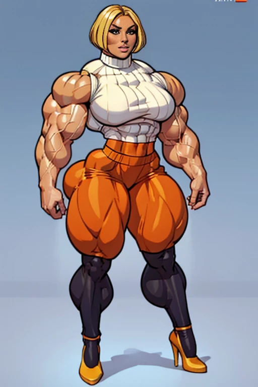Femboy, long white hair, gigantic muscular body, huge breasts, erect penis with huge balls, 4 arms, full body.
