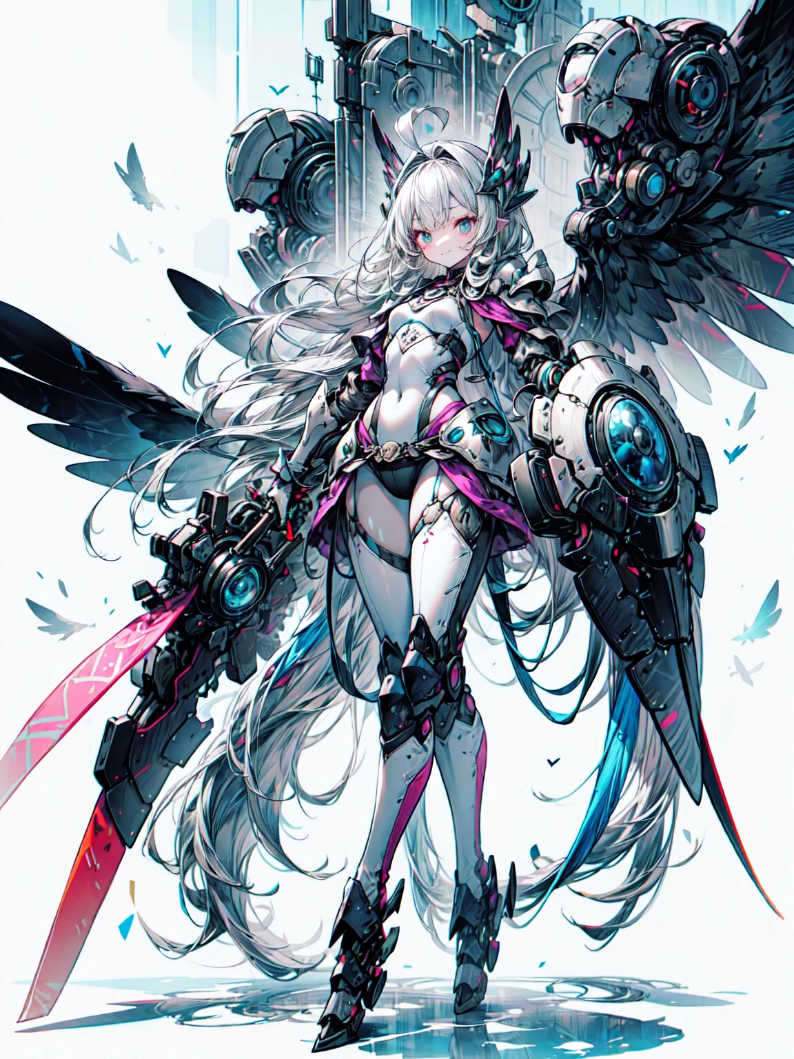 重い鎧を着たアニメの girl,   Beautiful blonde hair facing the body , beautiful emerald eyes  , Long Hair, Waist-length hair,  owl wings  、She is standing with a large shield with a long cubic pointed tip in her left hand、Black underwear,    medium chest , ((Five-fingered hand)),   Fantasy ,  Outdoor , Sports Arena, knight, holding, Hold a shield,  Alone,   girl,   girl, ((  Full Armor  )), ((Heavy Armor))、Blake、非常に   Details (Dark Elf), (1 person), Alone,   perfect face,    Details, Ahoge, ((Long Hair:1.2)),  [[ hair is disheveled]], smile, Design Art：Haruhiko Mikimoto, Kawasaki,  By Yoshitaka Amano 
