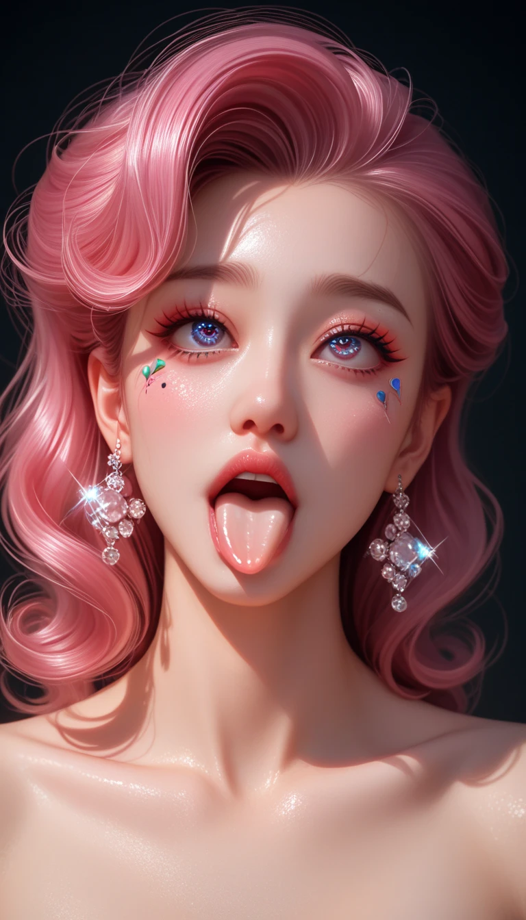 (NSFW),(Pink Fashion T-shirt:1.9),(Colorful hair: 1.8), (all the colours of the rainbow: 1.8),(((((vertical painting:1.6))), (painting:1.6),front, comics, illustrations, paintings, large eyes, crystal clear eyes,( rainbow color gradient high ponytail:1.7), exquisite makeup, (Small Fresh: 1.5),(Wipe Chest: 1.6) ,long eyelashes, white off shoulder T-shirt, White Shoulder Shirt,looking at the audience, large watery eyes, (rainbow colored hair:1.6), color splash, color splash, color explosion, thick paint style, messy lines, ((shining)),(colorful), (colorful), (colorful), colorful, Thick Paint Style, (Splash) (Color Splash), Vertical Painting, Upper Body, Paint Splash, Acrylic Pigment, Gradient, Paint, Highest Image Quality, Highest Quality, Masterpiece, Depth of Field, Face Paint, colorful clothes, (Elegant: 1.2), gorgeous,long hair, wind, (Elegant: 1.3), (Petals: 1.4),(((masterpiece))),(((best quality))),((ultra-detailed)),(illustration),(dynamic angle),((floating)),(paint),((disheveled hair)) , (((detailed anime face))),((beautiful detailed face)),collar,bare shoulders,white hair, ((colorful hair)),((streaked hair)),beautiful detailed eyes,(Gradient color eyes),(((colorful eyes))),(((colorful background))),(((high saturation))),(((surrounded by colorful splashes))), (seen from above, open mouth, tongue out, LICKING MY DICK, blushed face:1.2, cum on body:1.5), #DDIM, #Licking My Dick LoRA v1.2 weight 0.8