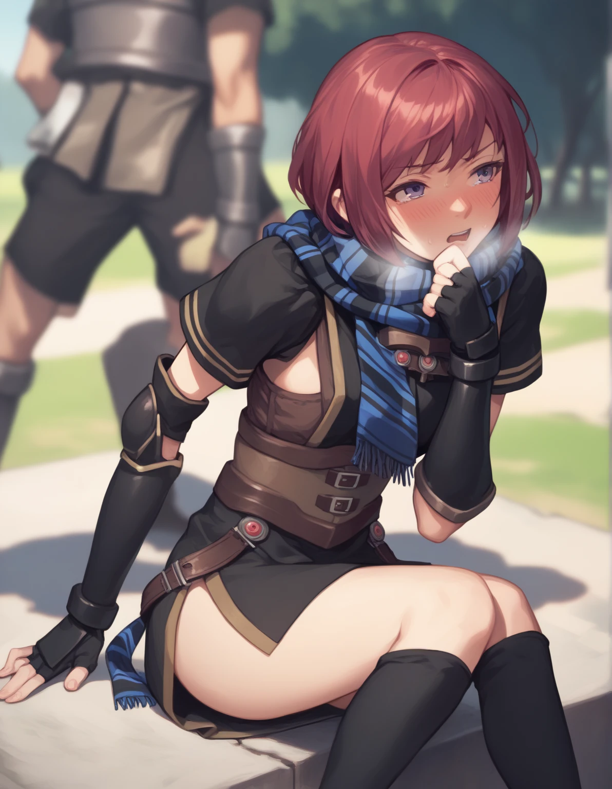 (rain:1.4), (debris,rubble,scattered garbage,messy:1.3), (outdoors,abandoned hospital,desolation,wasteland:1.3), ((night)),
(ultra-detailed,absurdres,absolutely resolution,highres:1.3), clothes reflecting light, cinematic lighting,
1girl, solo, BREAK
(((lying,on back))), (facial profile:1.3), (((lie supine))), (pussy:1.3), (spread legs:1.2), shoot from above, BREAK
(cum in pussy:1.3), (creampie,cum_pool:1.4), A lot of semen is overflowing from her vagina, Semen is dripping on the floor, (((cum,after sex))), BREAK
(((constricted pupils))), (((surprised,horrified,scared))), drooling, (saliva trail):1.3, (streaming tears,crying):1.3, (open mouth):1.2, wide-eyed,
BREAK
(ArciaRinslet,brown hair,swept bangs,short hair:1.3), BREAK
(ArciaRinslet,lace,yellow miniskirt,brown corset,brown elbow gloves,blue scarf:1.3), yellow sleeveless jacket, fingerless gloves, BREAK
(brown lace thighhighs,wearing brown footwear:1.3), boots,