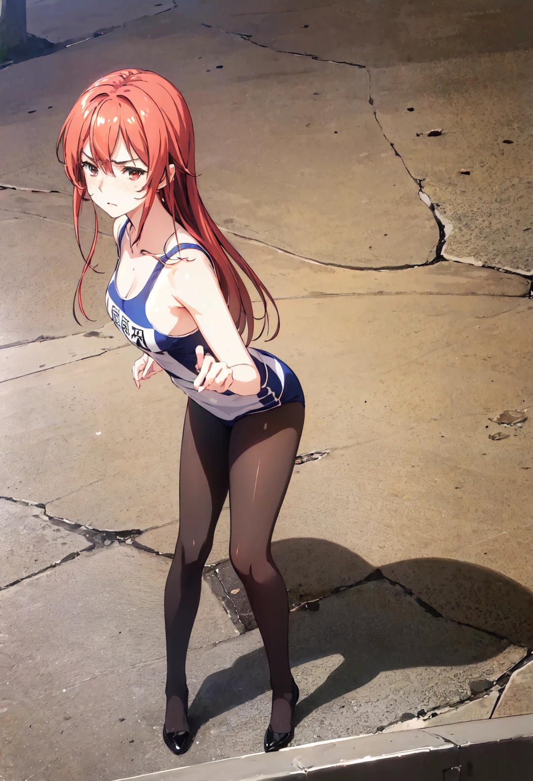 Masterpiece , best quality , Masterpiece , best quality , 1 woman , Close your eyes. , Pink ponytail , be unconscious , black bikini , abdomen , big breasts , Long legs , Barefoot , Lie down on the floor. , spread your legs , alley