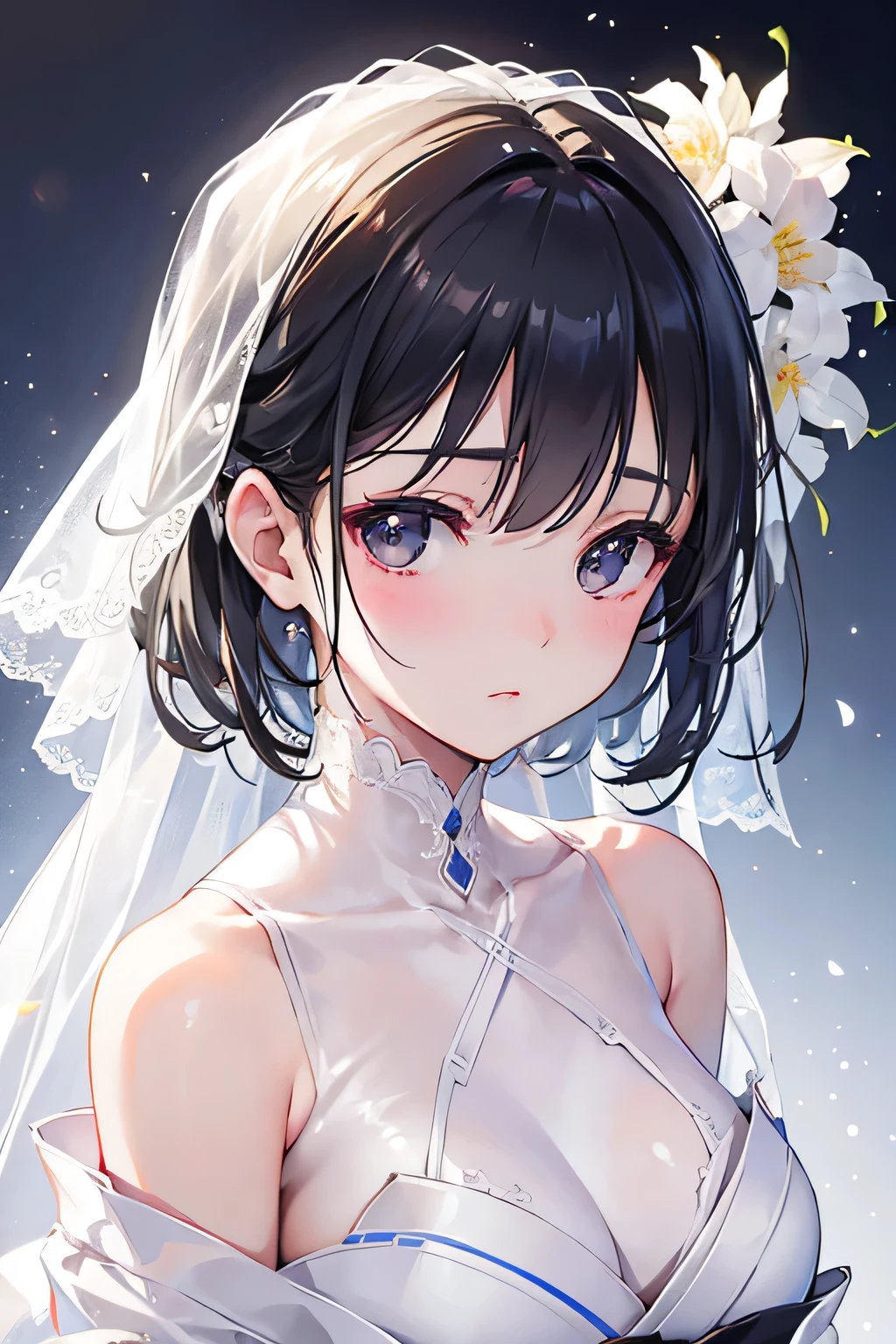 Anime - style image of a bride in a wedding dress with a veil - SeaArt AI