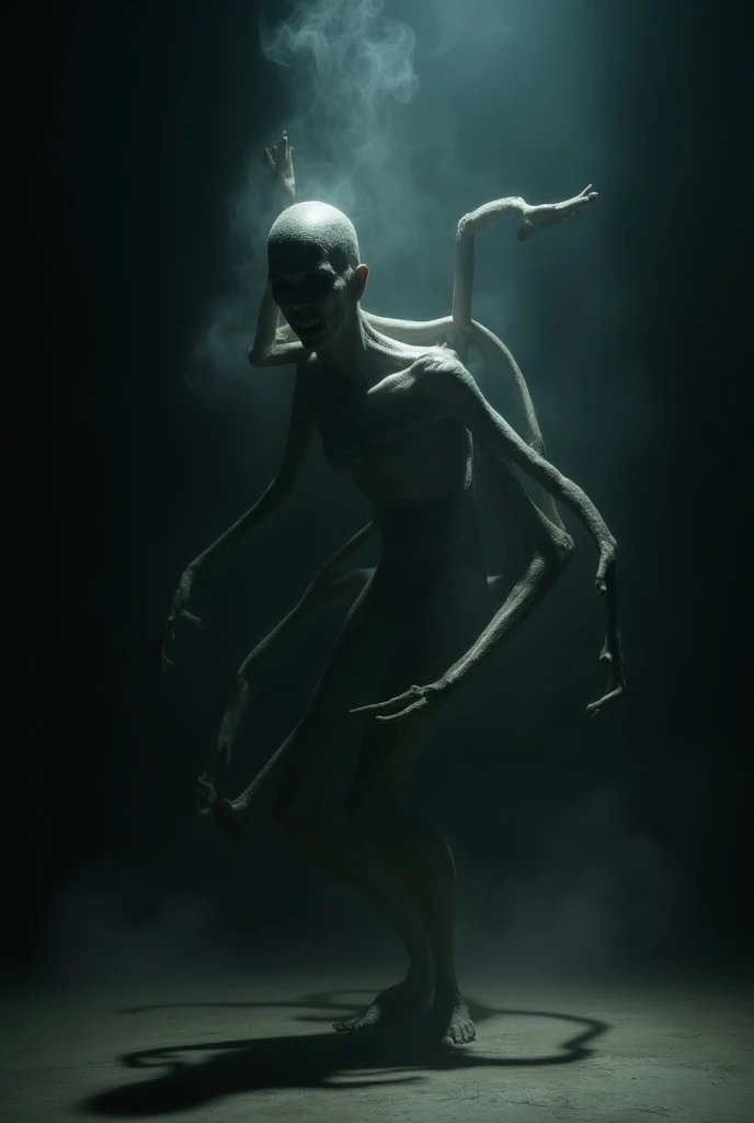 (extremadamente detallado, obra maestra, La mejor calidad), Estilo oscuro, intense illumination, rostro con arrugas, mujer crucificada, tentacle, monstruoso, interior de una piscina de agua, imagen submarina, alien con Colmillos finos. manchas de tinta. Rococo composition. Luz de caravaggio