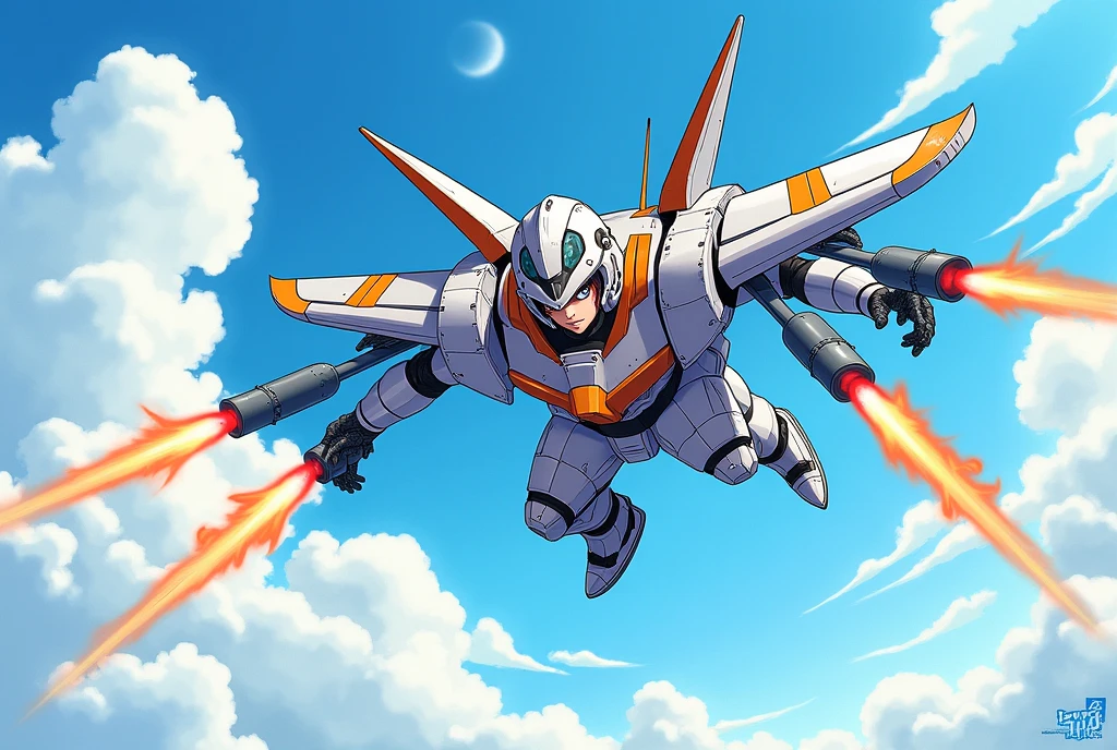 Ultraman flies in the space