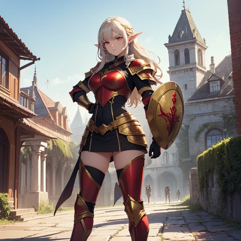 Dnd High Elf Woman, Queen Dress, Longsword, ,hair-bun,palaces,view the viewer(Masterpiece, Best quality:1.2)