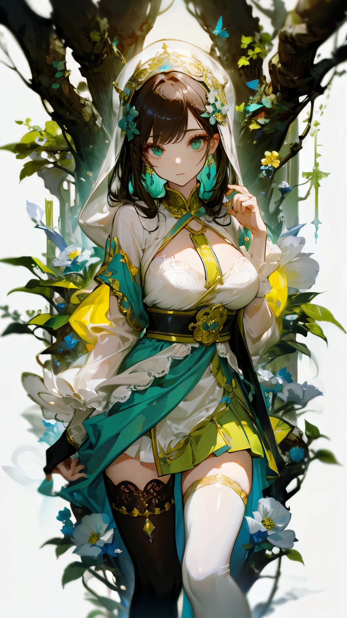 nsfw:1.1, high resolution:1.7, incredibly absurdres, kawaii:1, cute:1.5, hires.fix, anime visual:1, incredibly fine illustration,8k,masterpiece:1.2,best quality, high quality, exquisite, beautiful, insanely detailed, intricate detailed, extremely detailed, Super Definition, ultra high res, Super Resolution, best aesthetic, ultra detailed:1.5, best quality, perfect face, detailed face, masterpiece:1.2, illustration:1.2, 8k cg wallpaper, stunning art,absurdres,octane render,ultra hires,Japanese Actress,(Idol),18yo,Beautiful,(Cute and lovely),cute girl,((anime elf with extremely cute and beautiful black hair)),long hair,hime_cut,((((black hair:1.35,colored inner hair,ear breathing)))),(((green_eyes:1.3))),intricate eyes,beautiful detailed eyes,symmetrical eyes,big eyes:1.5,enchanting bright eyes studded with gold and silver dust,(((pinky skin,glowing_skin,lustrous skin:1.5,bright skin: 1.5,skin tanned,shiny skin,very shiny skin,shiny body,plastic glitter skin,exaggerated shiny skin,illuminated skin))),upward breasts,waist slender,(detailed body,(detailed face)),cute,daring,zettai ryouiki,show skin,best relationship with four fingers and one thumb,Very Fine Face and Eyes,Very Fine Hair,(Perfect Anatomy),((girl trembling with sexual climax)),Garter Belt,Bare shoulders,Check out our thru-rack chokers and midi rings with chains,((white background:1.5)=5),(bottle bottom:0.9),1 girl,mid shot,full body, (mecha wing, mecha leg, mecha hand),((short white hair)),asymmetrical bangs,insanely detailed face and eyes, Perfect lips, butterflies,floating petal,stone fragment,beautiful detailed water,cloud, sun, dusk,sunset, beautiful detailed cloud,ocean,sea waves,water splashes,dramatic,cinematic lighting,fine expression,fine detail,fantasy art,illustration, masterpiece, digital art,drawing,in the style of Yusuke Murata.