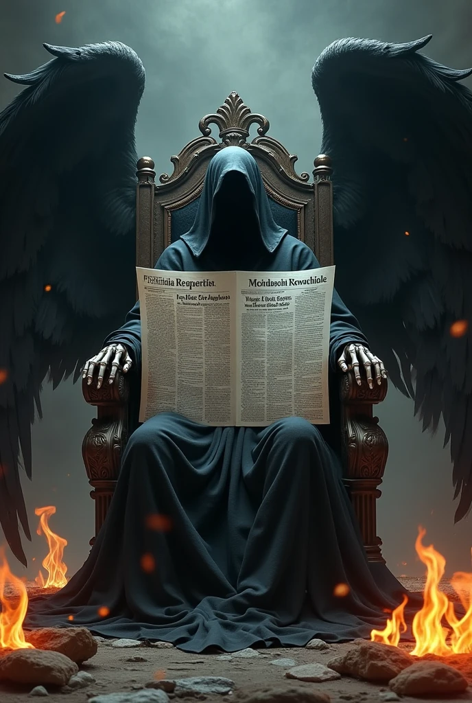 (Necronomicon Sketch:1.1),archangel holding a skull and a bible \(object\), seven-pointed stars \(symbol\), the Great ultimate ,Fire,Blood,author:ATBGAMS,