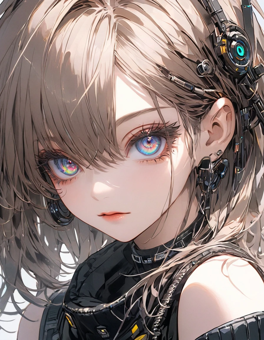 Beautifully drawn eyelashes Long, narrow eyes, perfect eyes, fine eyes, Make the picture clearer, write with sharp eyes, clear parts eye shape, Cyberpunk,