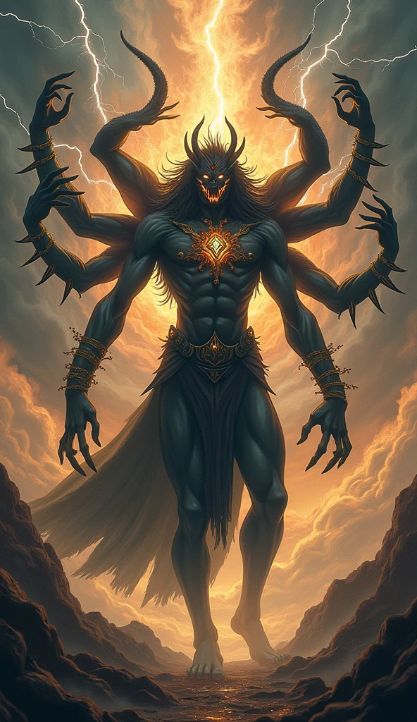 (best quality,4k,8k,highres,masterpiece:1.2),ultra-detailed,(realistic,photorealistic,photo-realistic:1.37),Giant demons with three faces from another dimension summoned from the magic circle, cosmic horror, deformed heads with tentacles and twisted horns, a tremendous number of huge fangs, long sharp claws, a long tail, a terrifying figure clad in blue flames, overwhelming violence that brings the world down into chaos, liberation of imagination, breaking the limits, creation of a new world (amazingly powerful and realistic composition by Greg Rutkowski:1.2),(NSFW:1.5), (It has an organ on its head that looks like the external genitalia of a female:1.8), Death mask of a beautiful girl