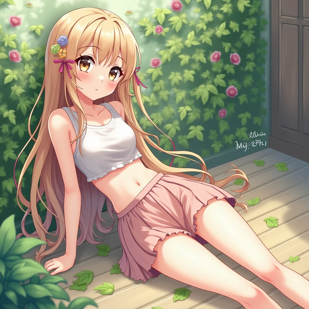 masterpiece, is of the best quality, extremely detailed, (illustration, Official Art :1.1), 1 girl at home , long发, ,, long发 (( blush)) , cute faces, big eyes(meticulous,Colorful), 樱桃Small嘴(Small,Invisible lips),中等long脸,masterpiece, is of the best quality,((((( 一个非常 exquisite漂亮的女孩))))),Amazing,beautymeticulous的眼睛,(((( Delicate )))),puppet(真beauty:1.2), Depth Perception ,(真beauty:1.2),,(SmallSmall的1女孩模型:1.2),)(Flat chest)),((Main Part)), is of the best quality, super detailed, , proportion Aurea, super fofa ,Idol Girl, beauty性感的身材, Weight loss, wear a sexy cropped top,short skirt and black stockings( exquisite), Cute hair accessories,, long发到腰,( exquisite)(((让人陶醉的超级可爱beauty的女孩!!))),Super cute and beautiful girl with thick hair ,long,(( super detailed,beauty))shy, super detailedbeauty可爱, 超long头发,8k(Clarity,Ultra HD),Flat chest,Ultra high quality,Mature Girl( teenagers in the grass,), super detailed,masterpiece,lie(向后lie) on the ground(In the grass)(lie,Touch the ground ) and look up at the camera,(lol,Open your mouth,Sweat all over),Place your hands on the sides of your body (stretch backwards), 8K Ultra HD (Second Dimension,cartoon)Close Range