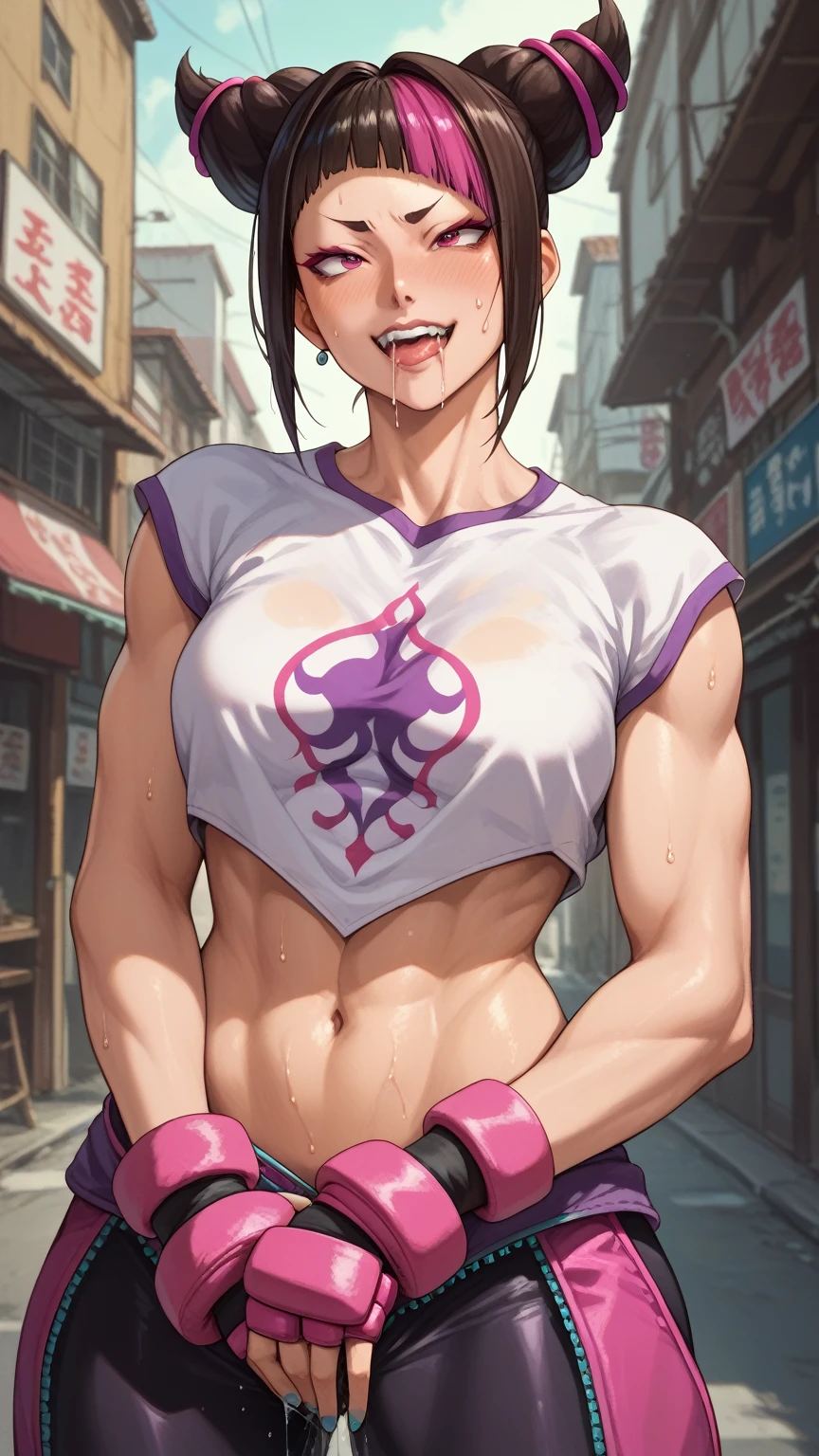 Street Fighter Juri Han 、 Female Masturbating 、 wearing clothes、 lots of sweat、A lot of juice、Lots of drooling、