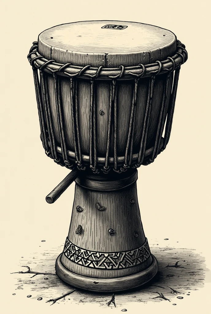 Closeup shots of dhol being played. Pencil sketch
