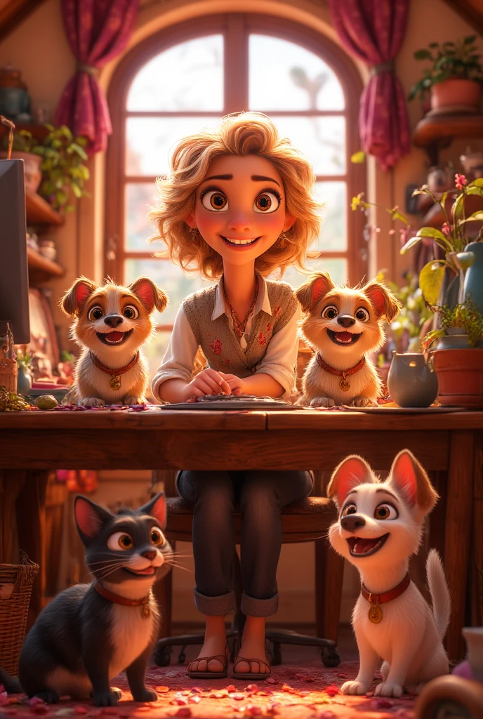 Adorable black shih tzu puppy holds a stuffed animal, cute blonde girl Sit in a room full of toys, cabelos preto e longos, cheerfulness, Rejoice, Perfect quality, Clear focus(Clutter - home:0.8), (tmasterpiece:1.2) (realisticlying:1.2) (Bokeh) (best qualtiy) (detailedskin:1.3) (complexdetails) (8K) (detailedeyes) (Sharp focus), (having fun)closeup cleavage, Luminism, cinematic lighting, wide shot, retina, textured skin, anatomically correct, best quality, award winning