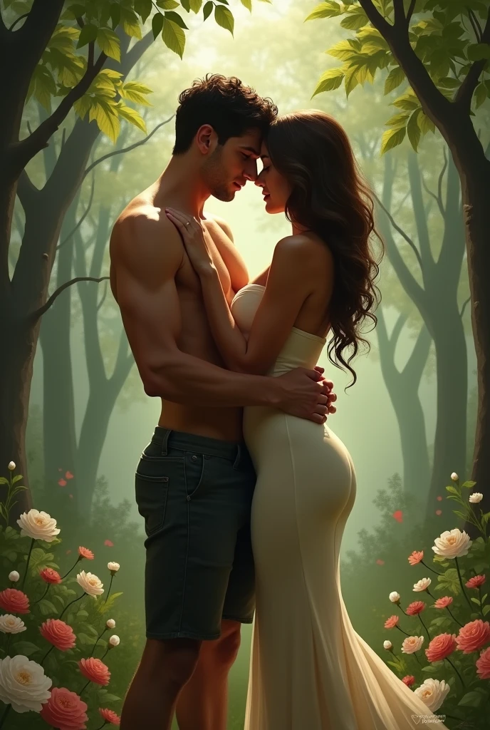 (((man and woman having sex in various position))) (1 gorgeous malay girl wearing thongs and arm sleeve, topless, wearing plain hijab, she is hugging 1 handsome man 40 years old with slick back hair, he is shirtless and wear panties) ((he is having sex with her)), dynamic pose, ultra realistic, masterpiece, maximum quality, detailed skin texture, skin pores, film grain, eyes closed, skin marks, moles, highly detailed skin, fantasy flower garden, (flowers blooming densely in background), lisianthus, pale pink and light azure color grading, surreal and dreamy environment, ethereal foliage, high contrast, ink strokes, over exposure, abstract, (watercolor painting by John Berkey and Jeremy Mann, brush strokes), flower petals and leaves flying blown by wind, film grain, film noise, cinematic composition