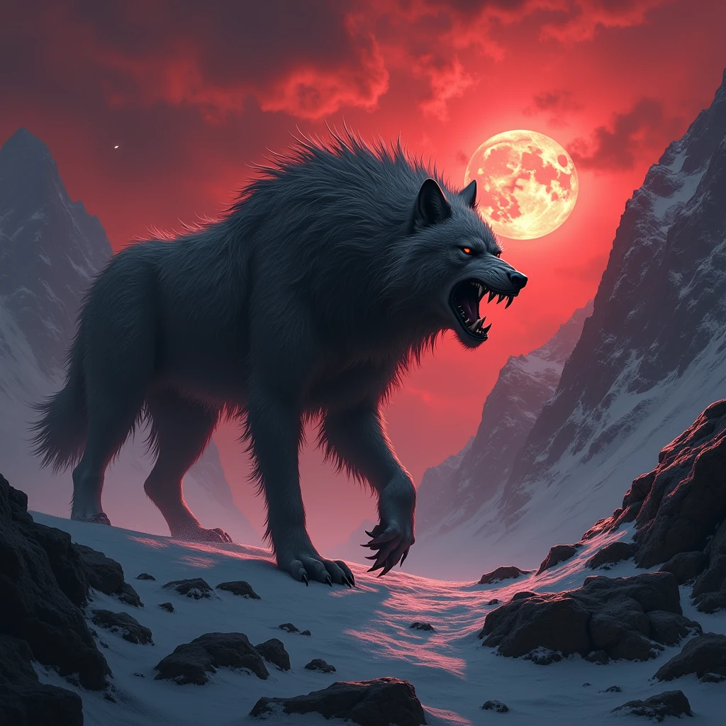 illustration perfect beaut length portrait photorealistic beautiful sexy athletic anthro female werecanid on hill, snow snowfall, is on all fours presenting pussy spread legs suggestive pose wide angles dynamic angle, red moon, highly detailed hdr photo uhd high detail, detailed erect canine pussy clear visible, erect big huge multi nipple, huge big multi breast, withe beautiful fluffy detailed fur, 5 fingers, beautiful red eye, beautiful defined face, long white hair with adult braids, beautiful defined legs and arms, defined muscles, sharp claws and teeth, beautiful fluffy big tail, Hyperrealistic, ultradetailed, Bodybuilder, Saggy Breasts, by Kenket