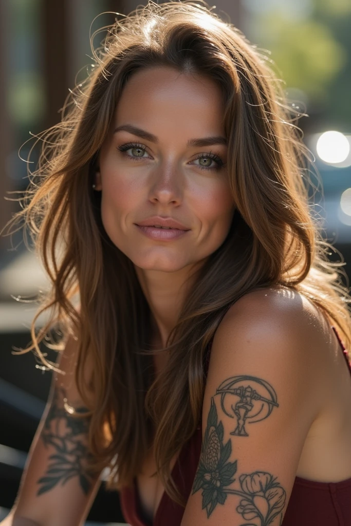 dark fantasy, (realistic, photo-realistic:1.37), (full body shot:1.4), (ohwx woman), Olivia Wild with tribal tattoos on neck and arms, glowing eyes, dark makeup, fantasy world, tribal patterns on the tattoos, wearing fantasy art bra and leather tight trousers, holds a long magical spear, immersive fantasy background, rough texture, surreal landscapes, (ethereal beauty:1.1), supernatural elements, (fine art, oil painting:1.3), (expressionless face:0.9), (haunting beauty:1.1), (intricate patterns:1.2), (majestic:1.1), (mystical aura:1.1), (enchanted:1.1), (elegant:1.1), (captivating:1.1), (dark shadows:1.1), oliviawild, stvmccrr style