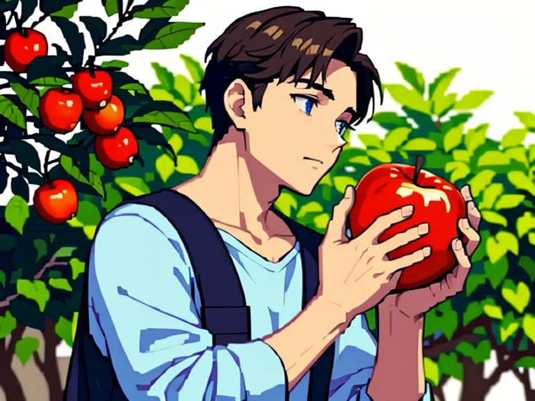 Beautiful high quality boy holding apples 