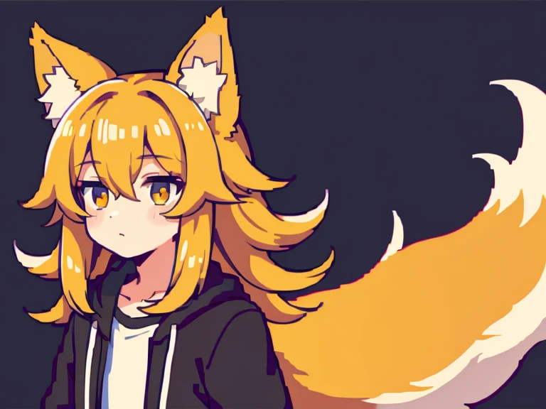 A cute boy with bushy hair and fox ears 