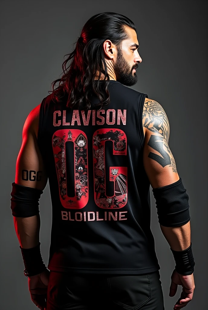 there is a man with a shirt that says the face that you can't replace, beefcake pose, chest and face, heavy gesture style closeup, accurate cynical face, aggressive look, defiant look attitude. Black hair with some red dye