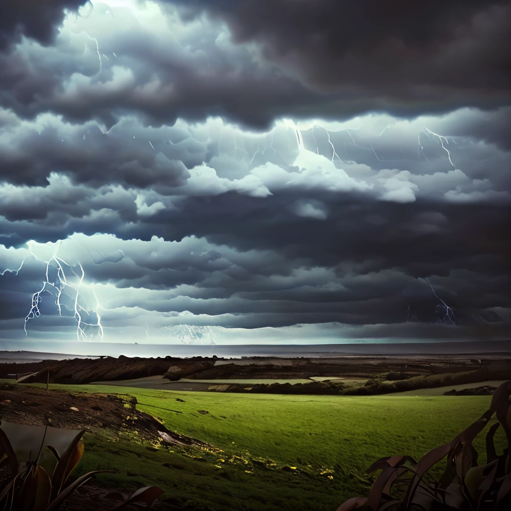 arafed view of a field with a fence and a storm cloud, a picture by Dennis Ashbaugh, pexels, renaissance, thunderstorm supercell, severe weather storms, turbulent storm clouds, weather photography, storm arriving, storm clouds, big storm clouds, huge storm, tumultuous, dramatic storm clouds, menacing atmosphere, stormclouds, severe - looking