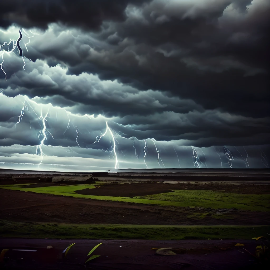 arafed view of a field with a fence and a storm cloud, a picture by Dennis Ashbaugh, pexels, renaissance, thunderstorm supercell, severe weather storms, turbulent storm clouds, weather photography, storm arriving, storm clouds, big storm clouds, huge storm, tumultuous, dramatic storm clouds, menacing atmosphere, stormclouds, severe - looking